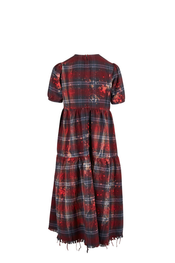 R13 - Red Plaid Relaxed Tiered Midi Dress