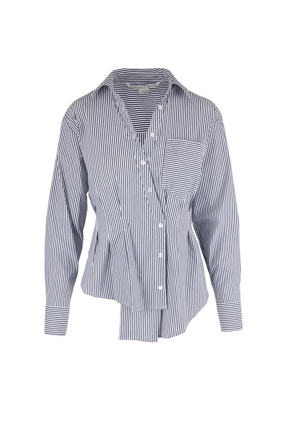 Veronica Beard - Rosamund Black & White Stripe Wrap Shirt