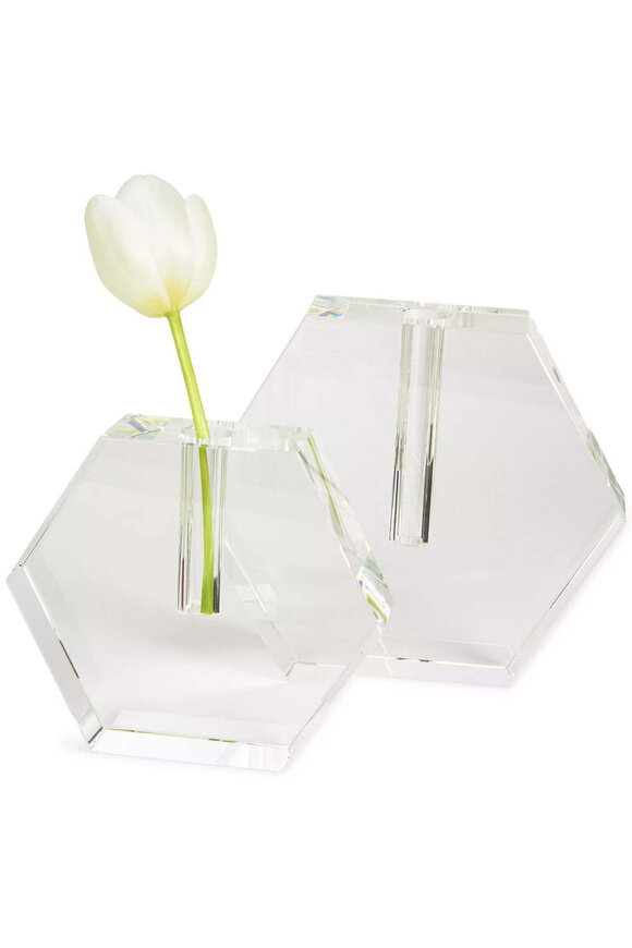 Tizo Large Flat Hexagon Crystal Clear Vase