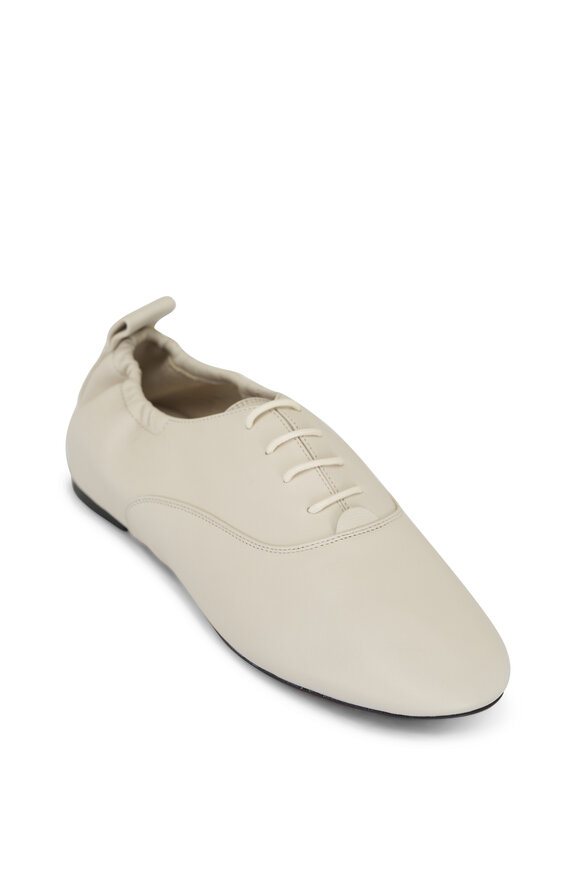 Lanvin Off White Lace-Up Leather Flat