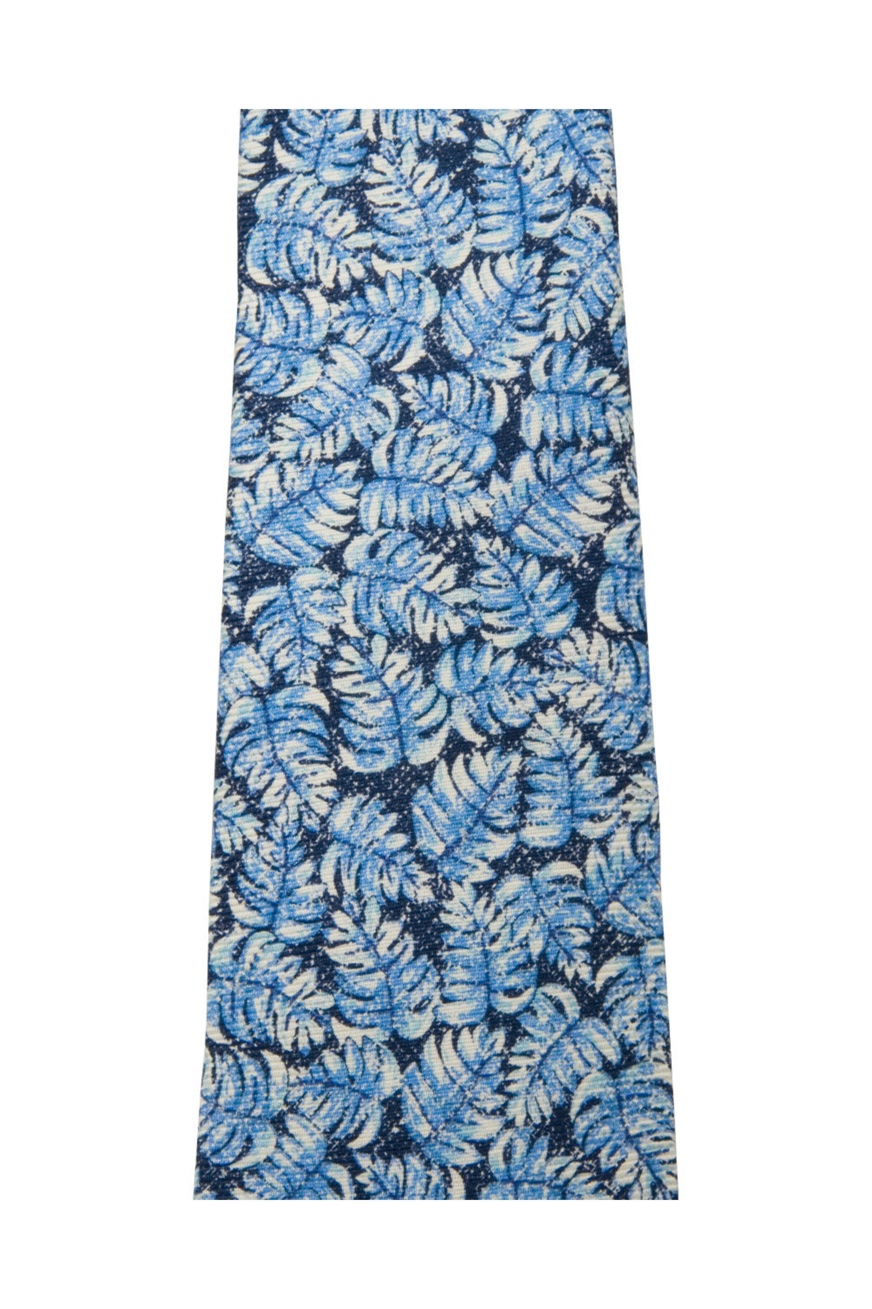 Kiton - Navy and Sky Blue Leaf Print Tie