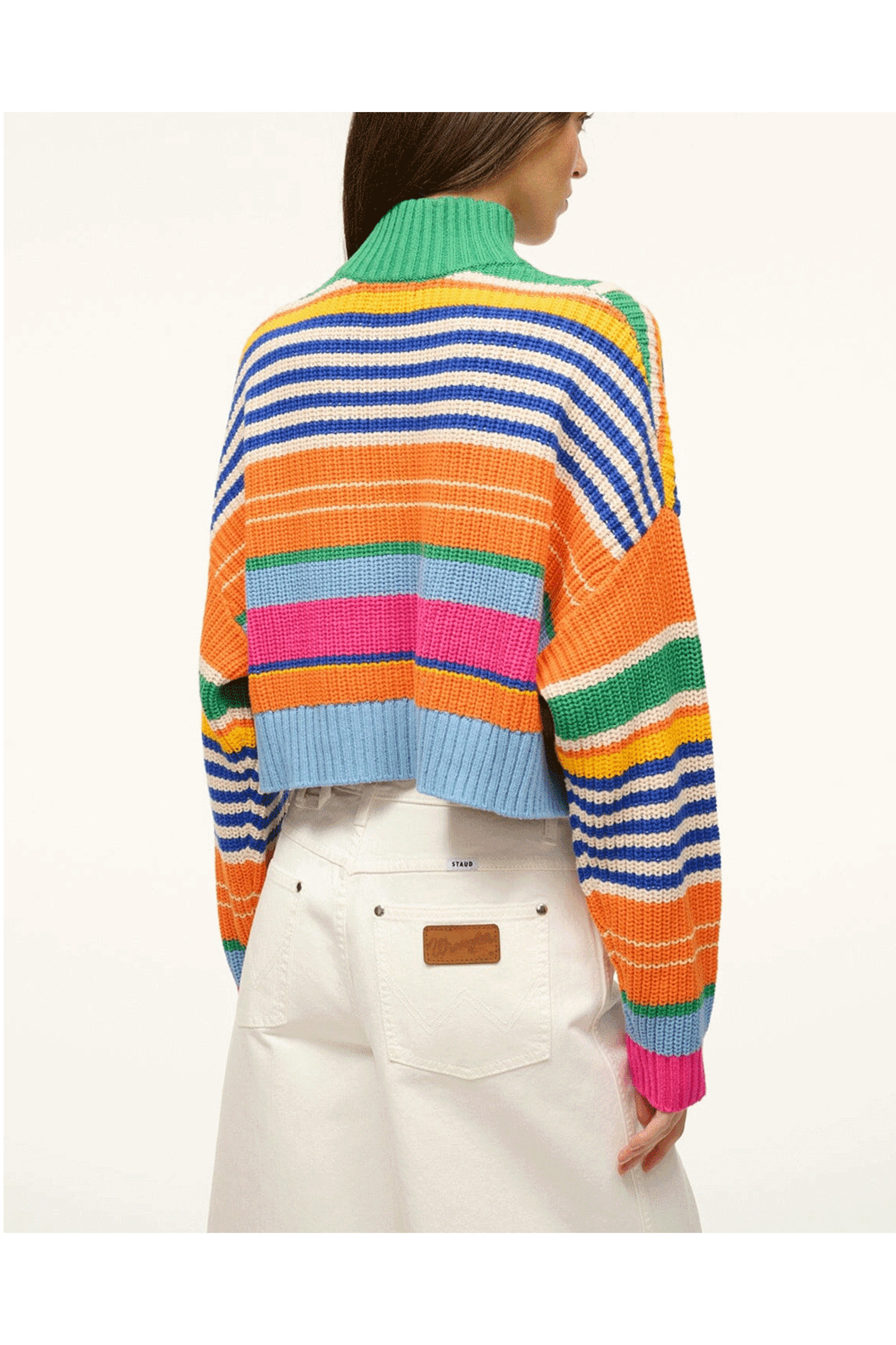 Staud - Multibayadere Stripe Cropped Hampton Sweater