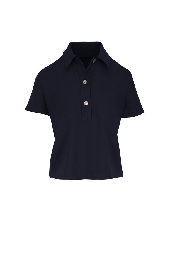 Vince Coastal Blue Crepe Polo