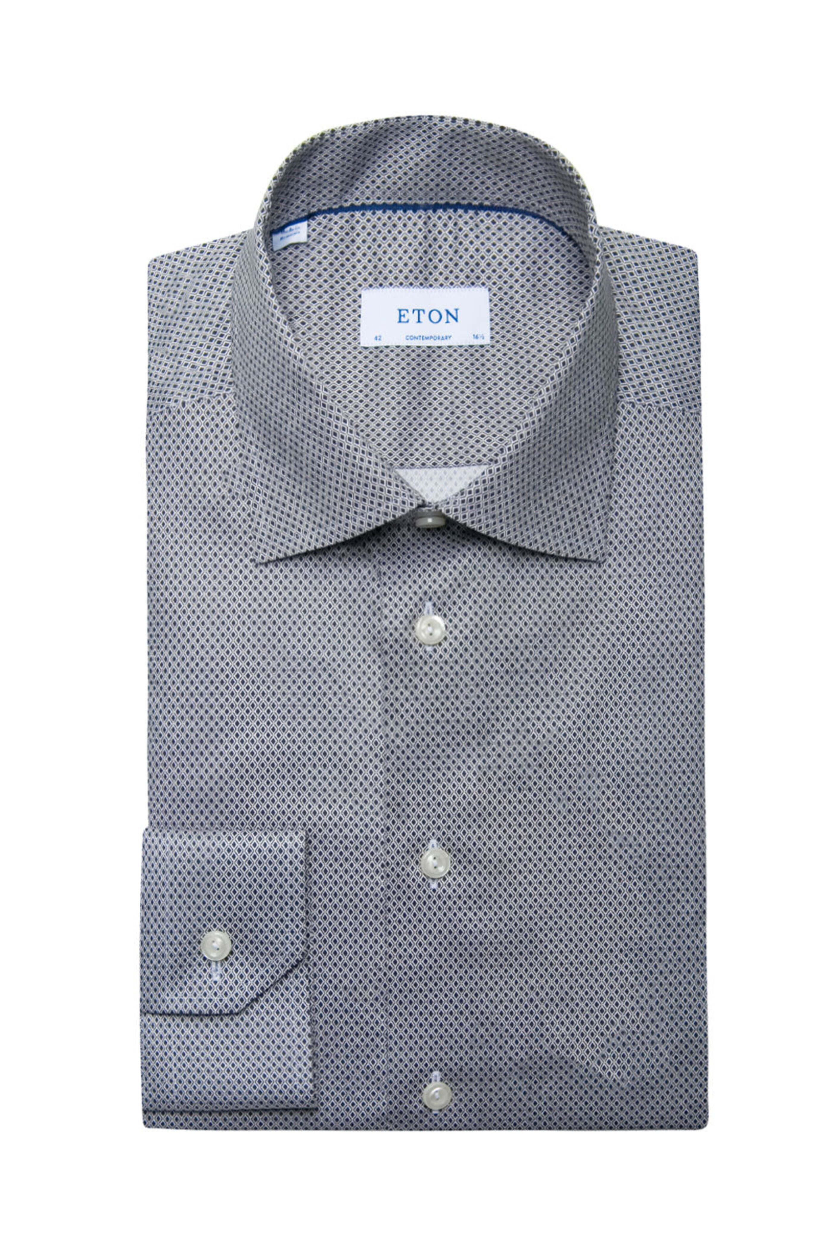 Eton - Grey Micro Print Signature Twill Dress Shirt