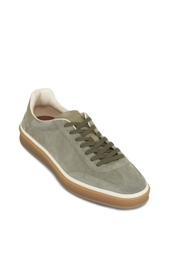 Loro Piana Tennis Walk Army Gray Suede Sneaker