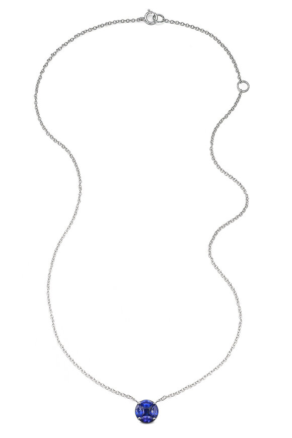 Nam Cho 18k White Gold Blue Sapphire "Solataire" Necklace