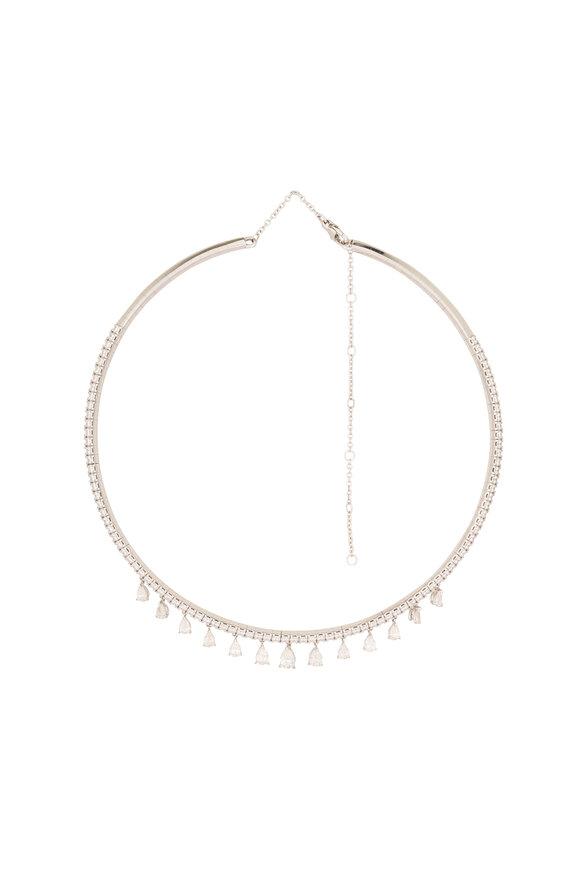 ZYDO 18k White Gold Pear Diamond Drops Choker - view 1