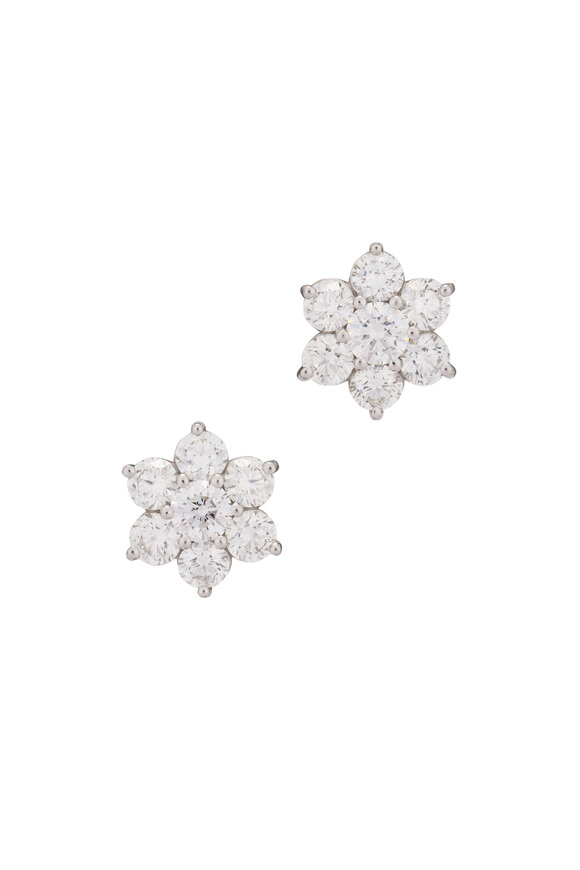 Lowy & Co 18k White Gold Diamond Flower Studs