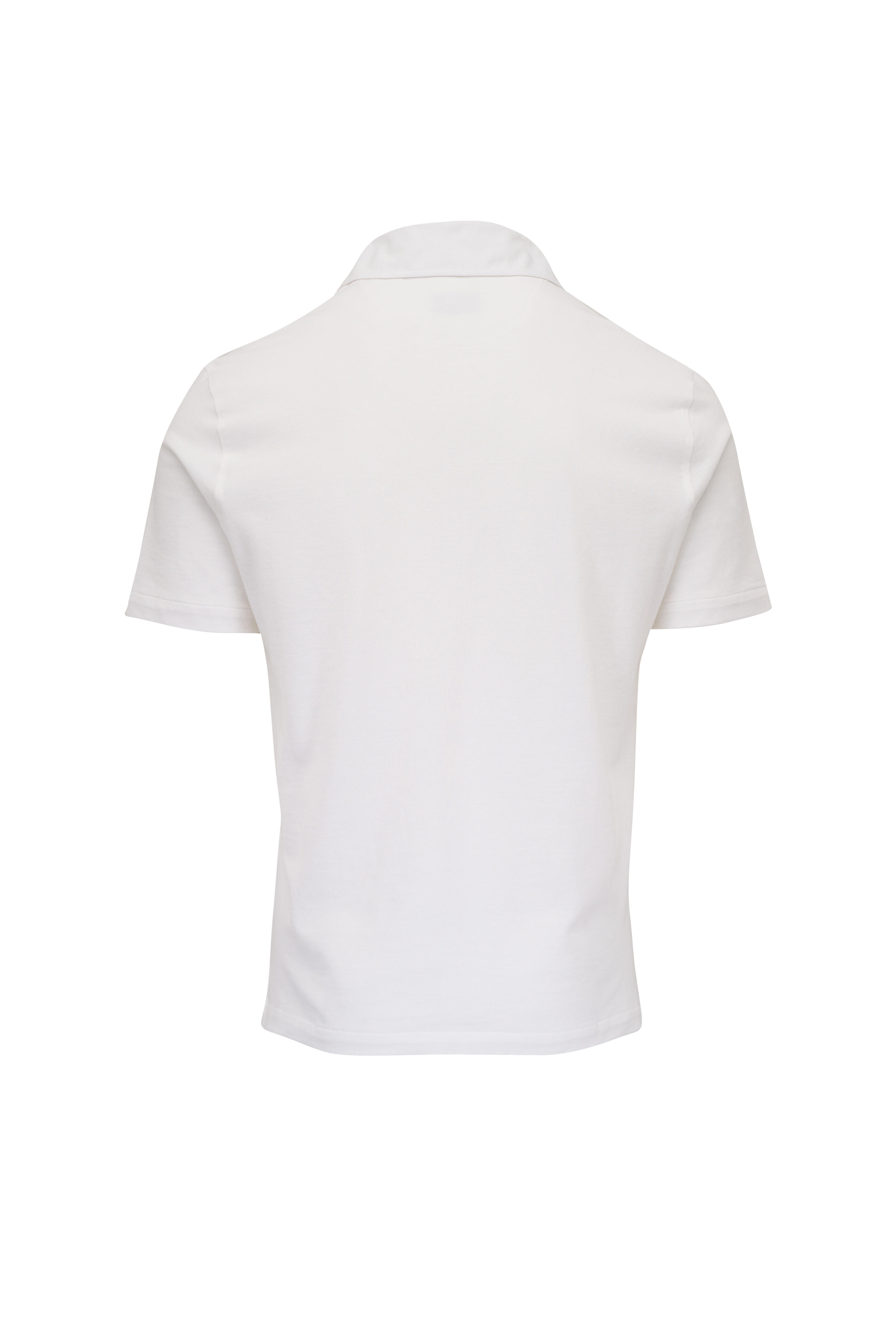 Isaia - White Washed Pique Short Sleeve Polo