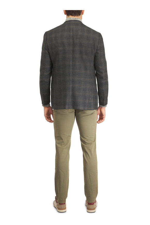 Kiton Olive Green & Brown Wool Plaid Sportcoat - view 5