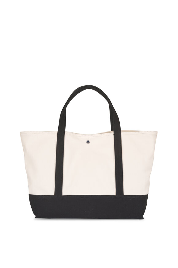 Totême Ecru & Black Canvas Beach Tote - view 1