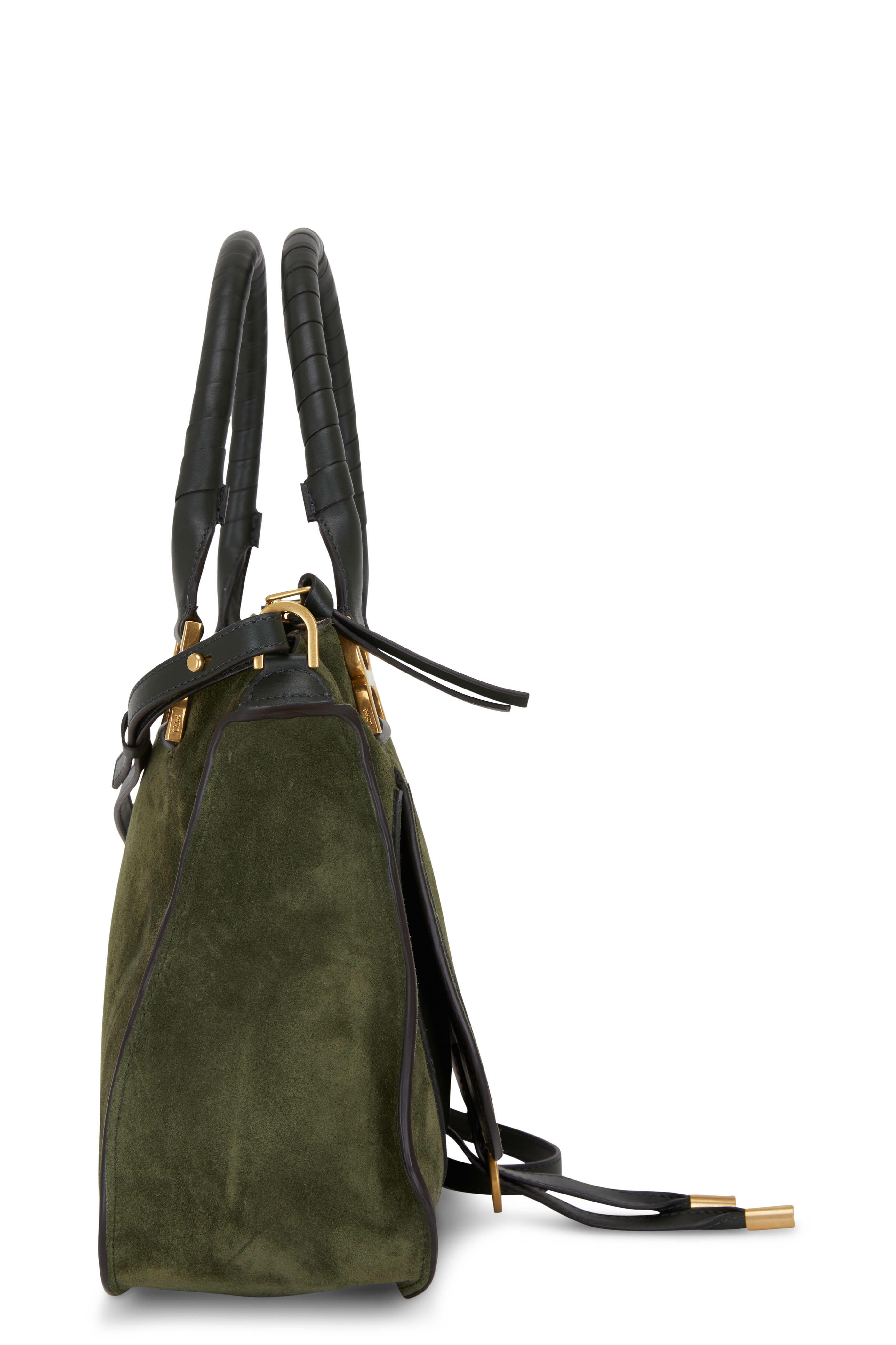 Chloé - Marcie Night Forest Suede Medium Double Carry Bag
