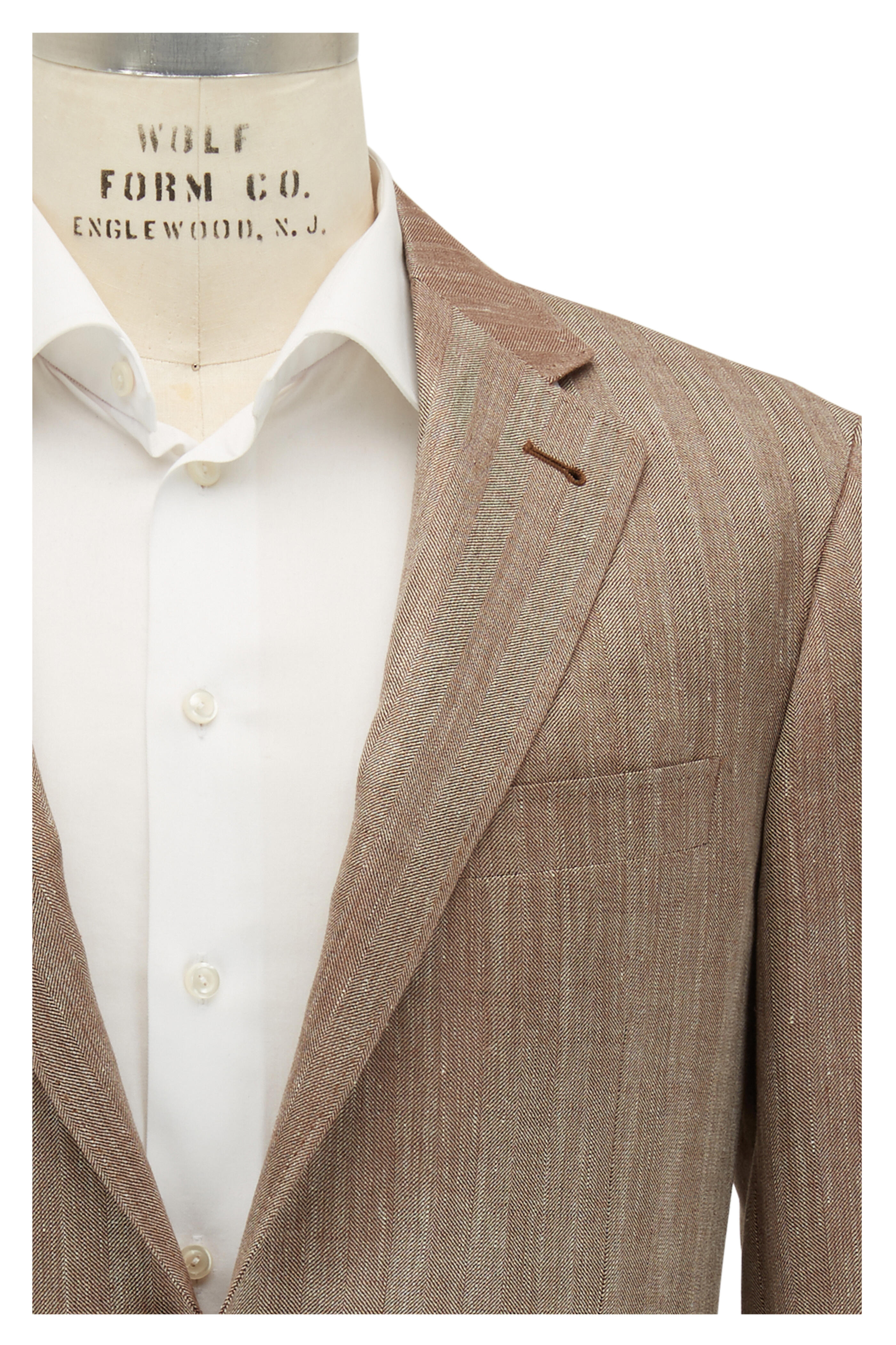 Canali - Kei Tan Herringbone Wool Blend Sportcoat