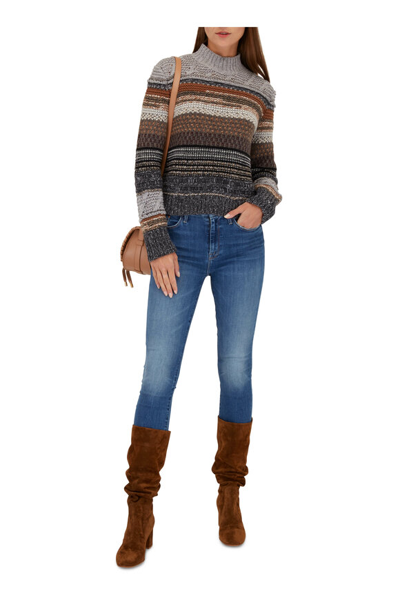Chloé - Neutral Tonal Stripe Cashmere Knit Sweater