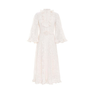 chinese dress ladies ZIMMERMANN WOMEN Tiggy Embroidered Mini Dress Ivory Natural   MAISONDEFASHION.COM