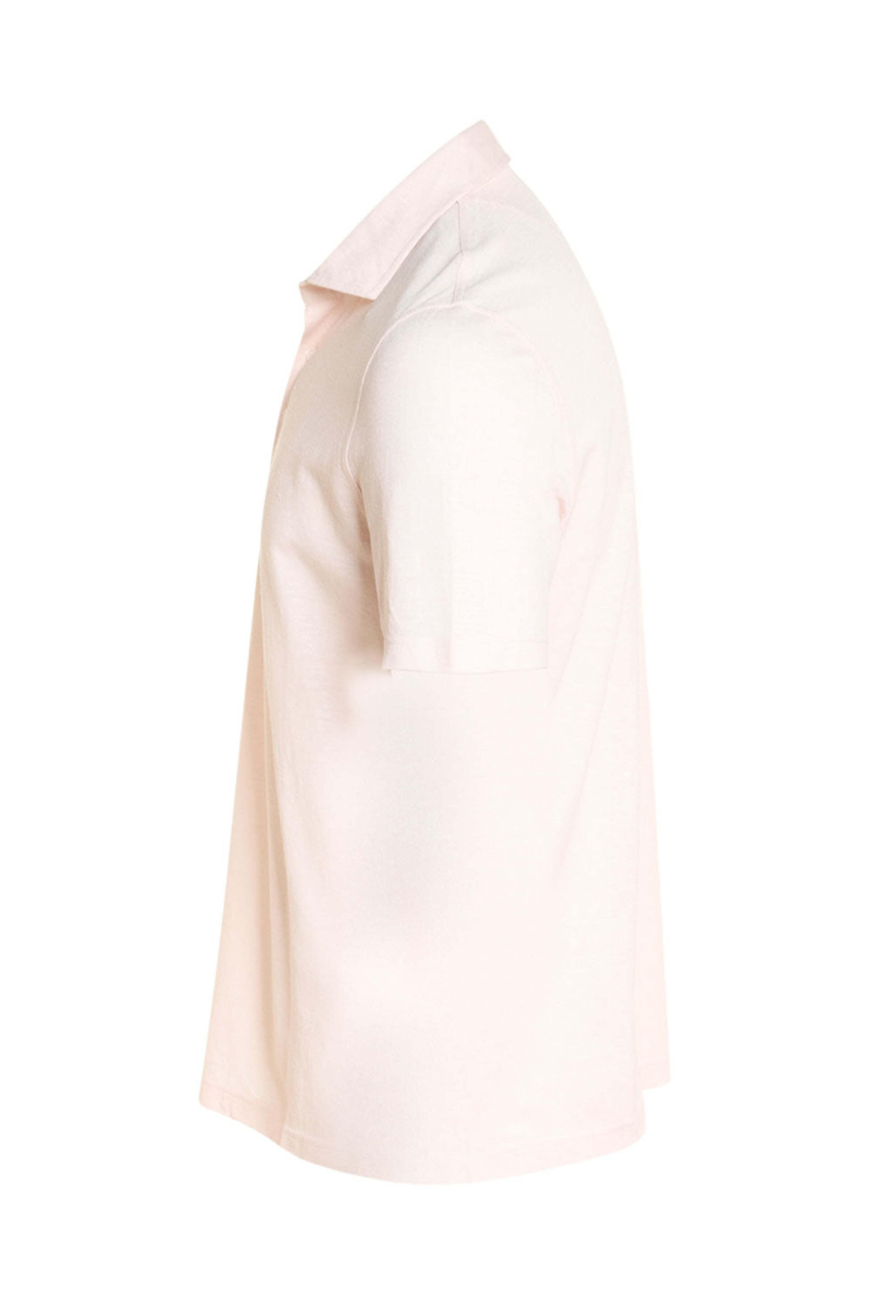 Fedeli - Heathered Light Pink Linen Blend Short Sleeve Polo