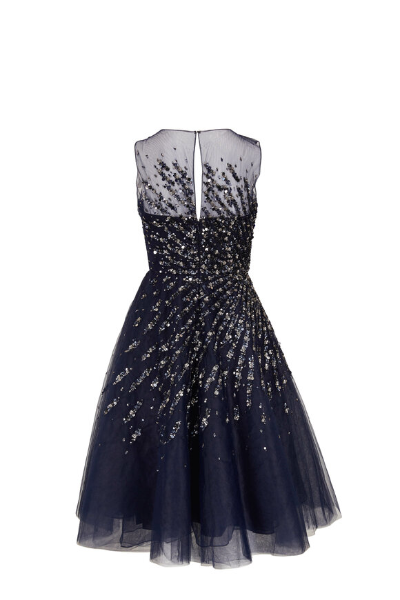 Carolina Herrera - Midnight Paillette Tea Length Dress