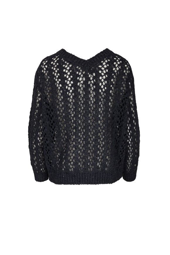 Brunello Cucinelli - Navy Blue Dazzling Open Weave Sweater