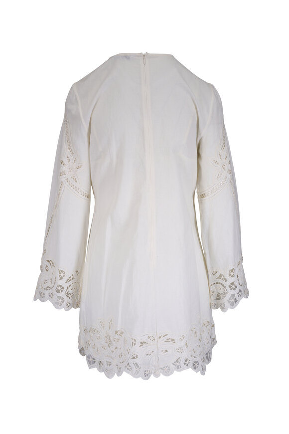Veronica Beard Amberg Dove Lace Cotton & Linen Mini Dress - view 4