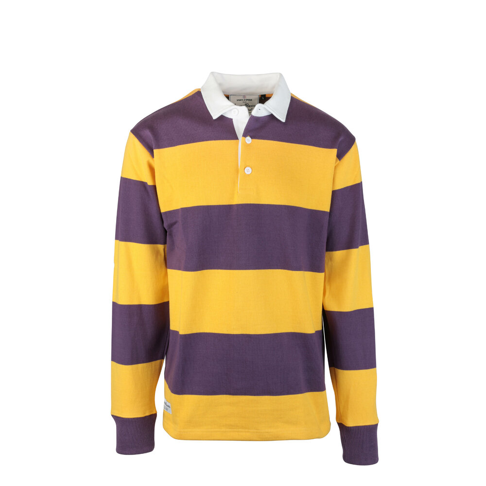 ◆adidas◆ Rugby Tee Yellow Purple adidas Originals Rifta logo striped rugby polo in yellow and