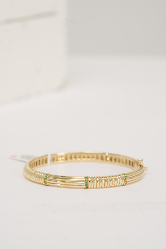 Campbell + Charlotte 14k Gold Tsavorite Found Ribbed Bangle