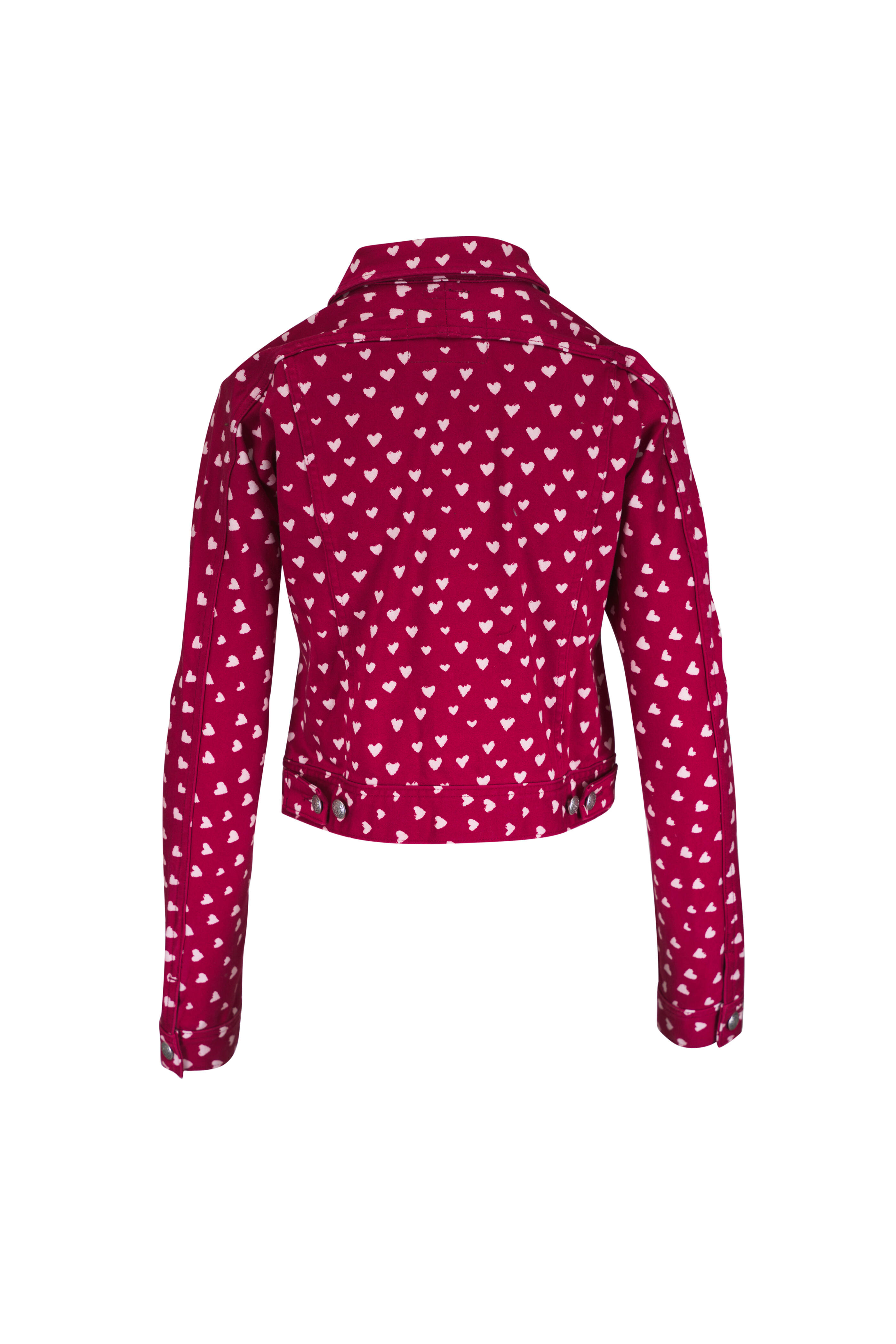 R13 - Red Scattered Hearts Skinny Trucker Jacket