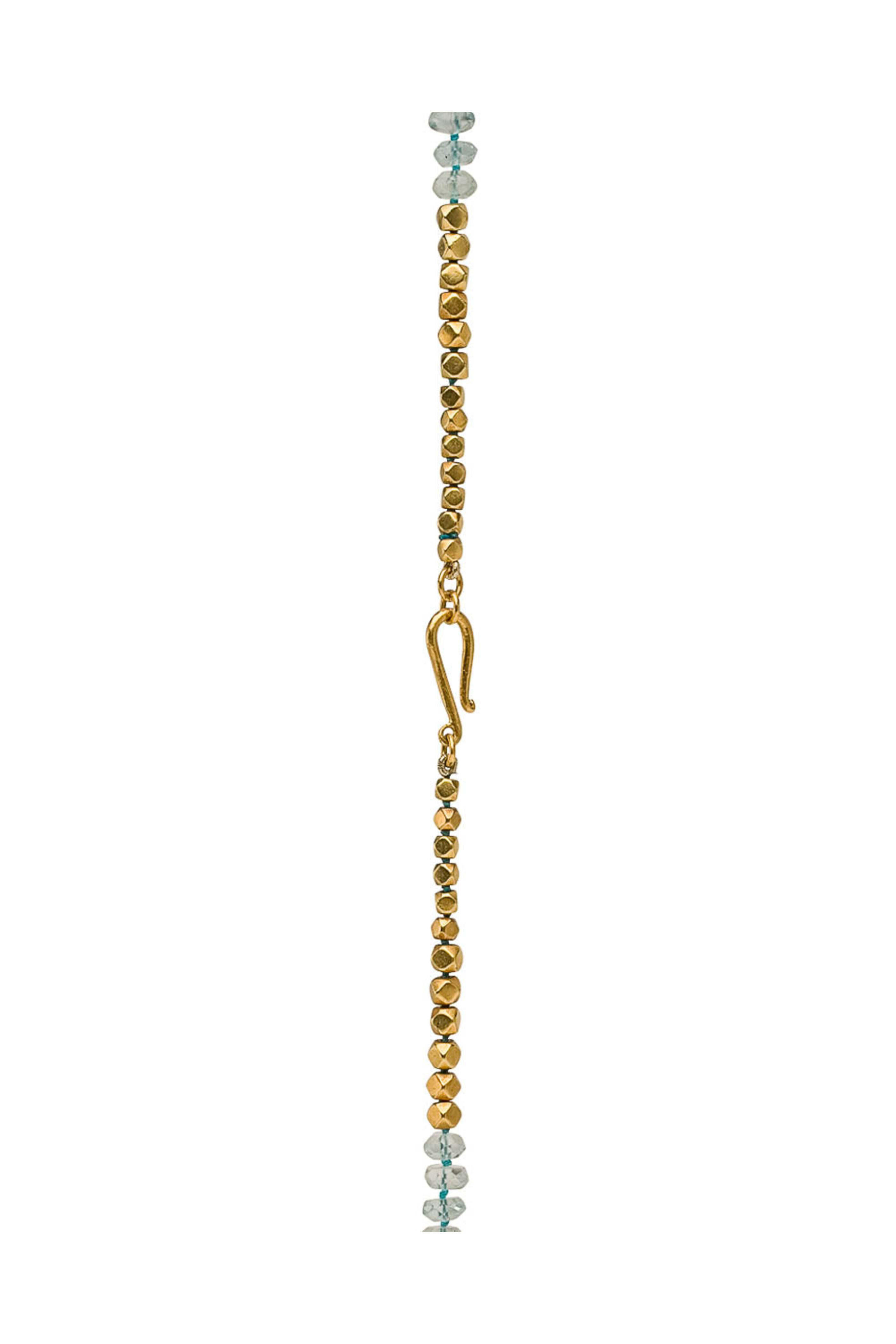 Darlene De Sedle - Gold Faceted Aquamarine Beaded Long Necklace