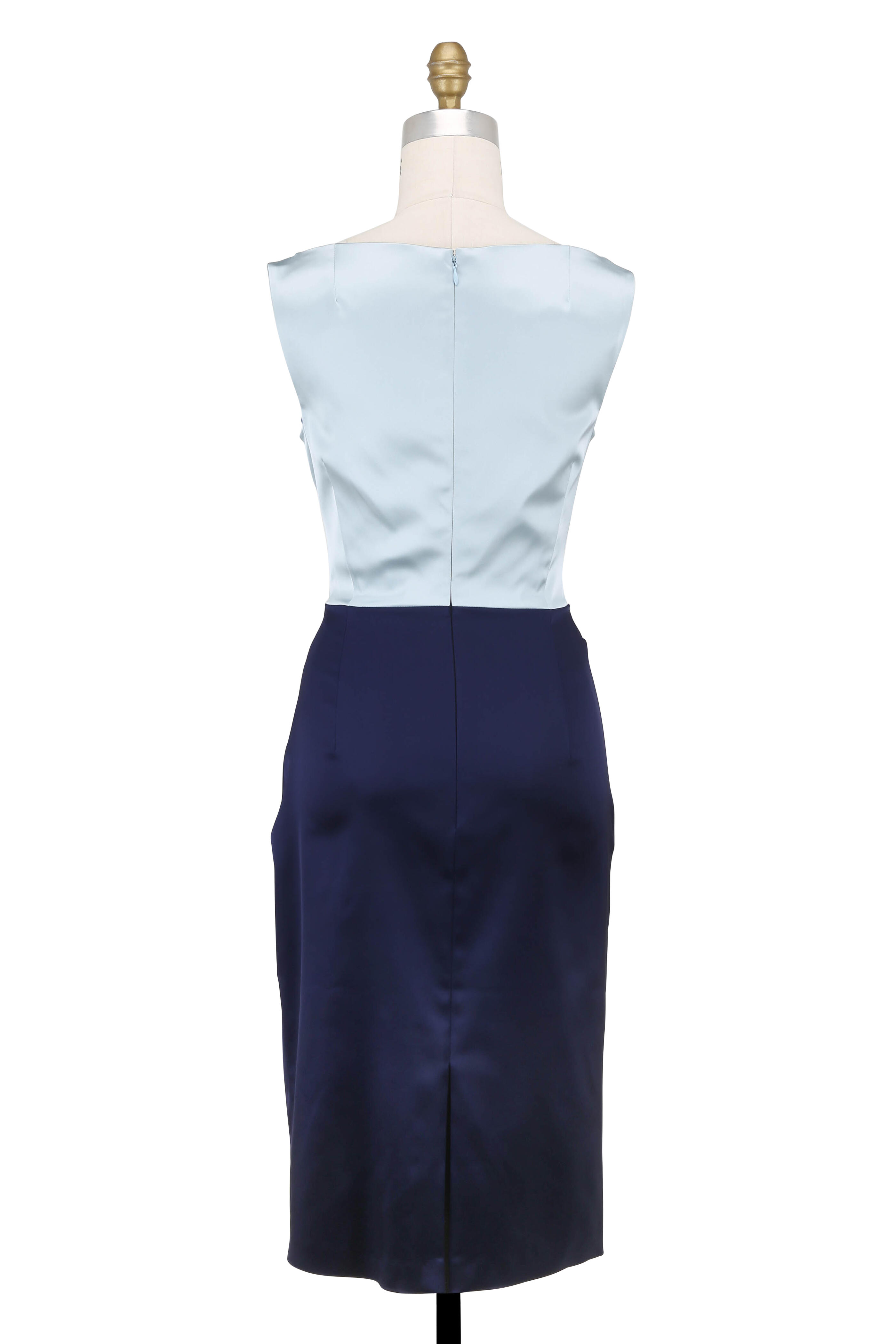 Talbot Runhof - Azure Bi-Color Stretch Satin Sleeveless Dress