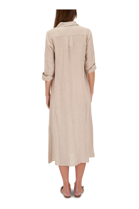 Stella Bianca - Valentina Beige Linen Midi Dress 