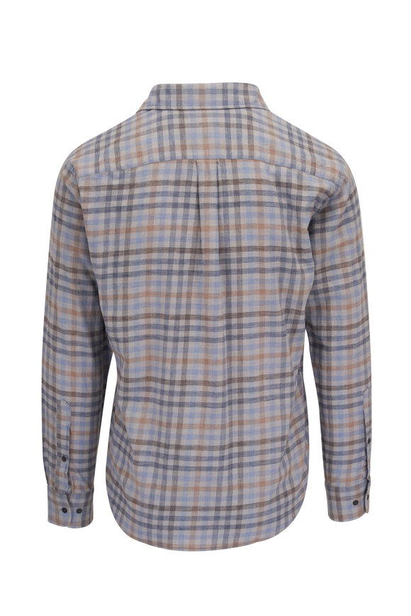 Peter Millar - Hill Point British Gray Plaid Cotton Sport Shirt 