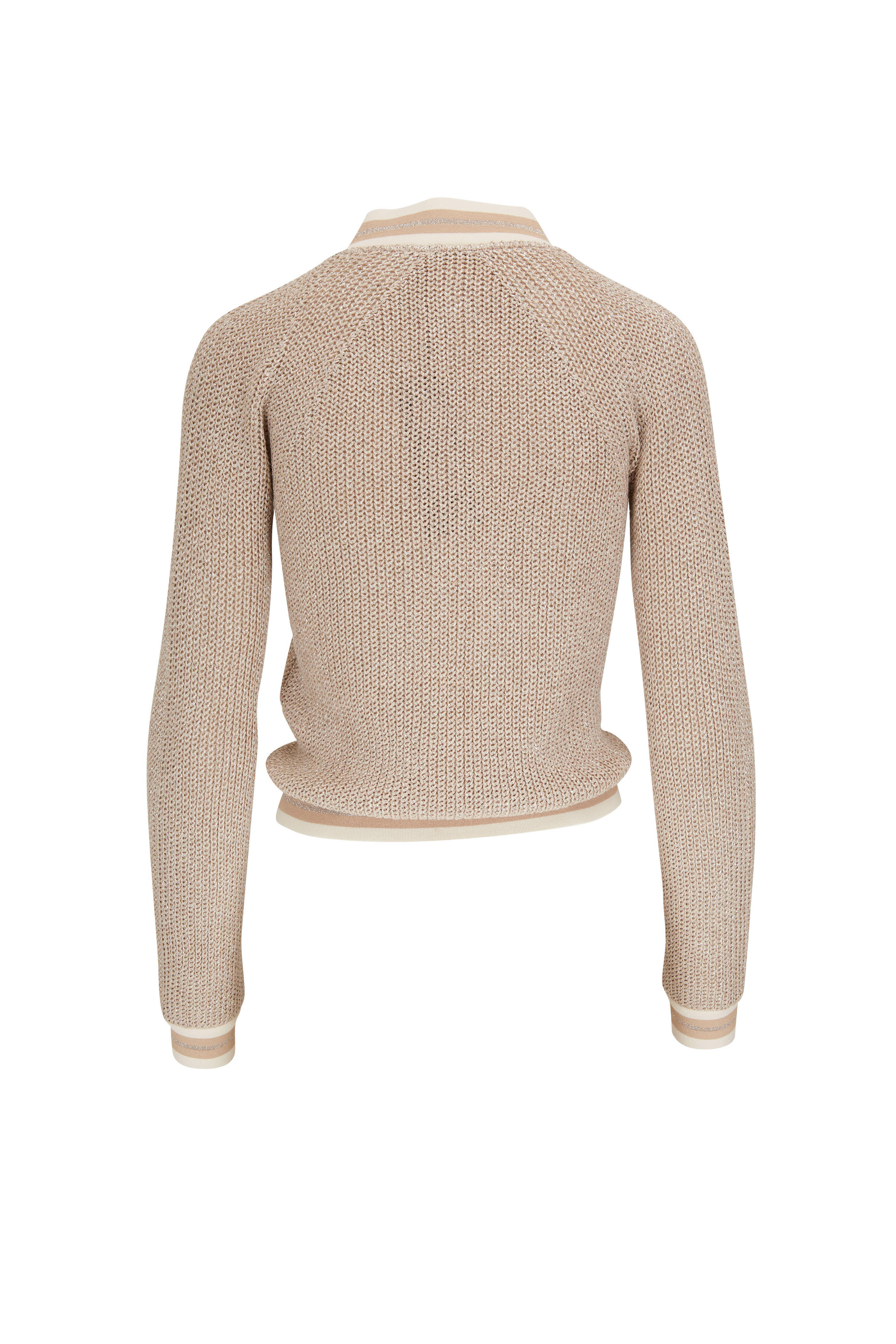 D.Exterior - Beige Lurex Raglan Bomber Jacket