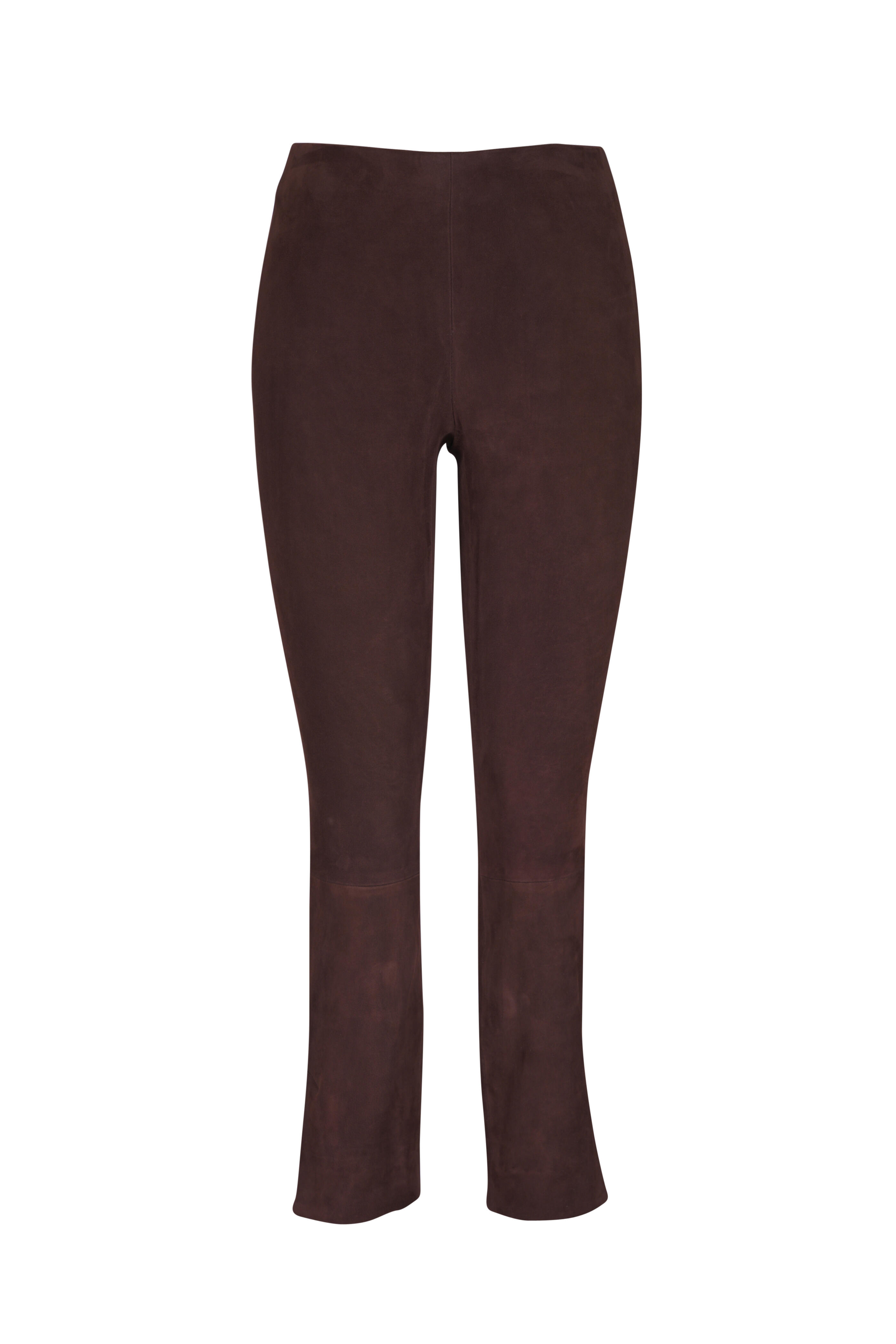 Vince - Chocolate Suede Split-Hem Cropped Pant