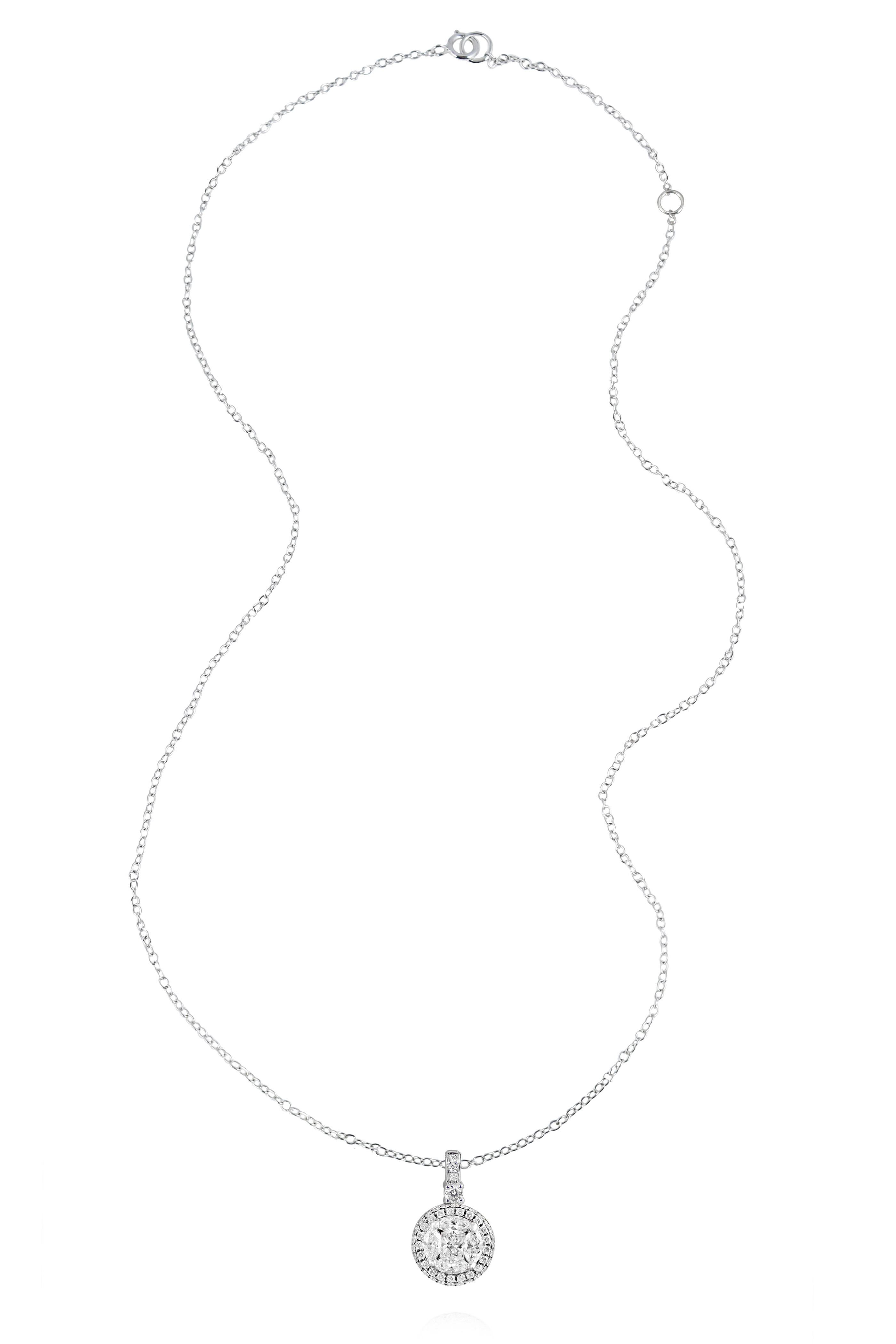 Nam Cho - 18k White Diamond Invisibly Set Halo Pendant