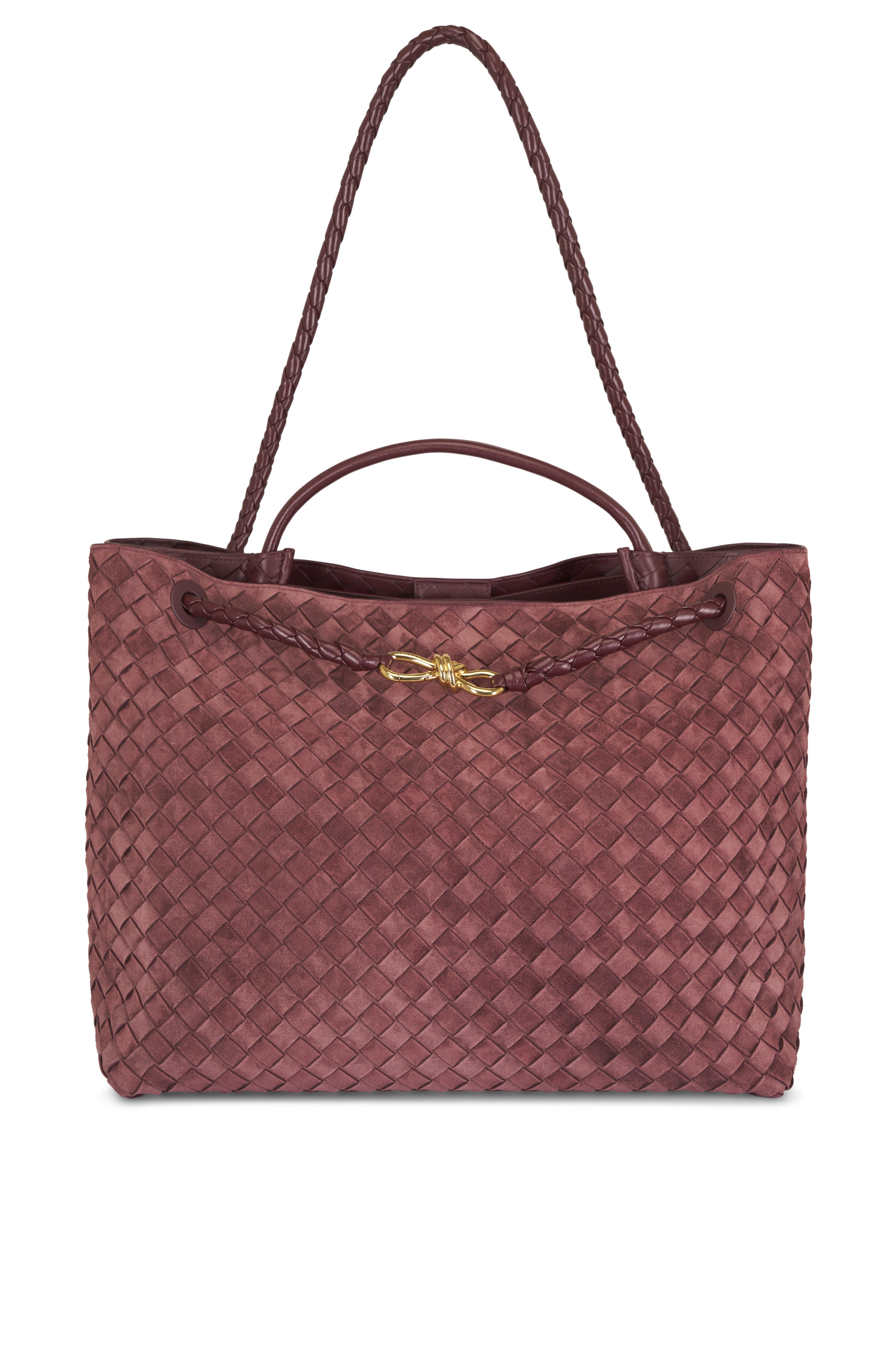Bottega Veneta - Large Andiamo Mahogany Intrecciato Suede Bag - view 1