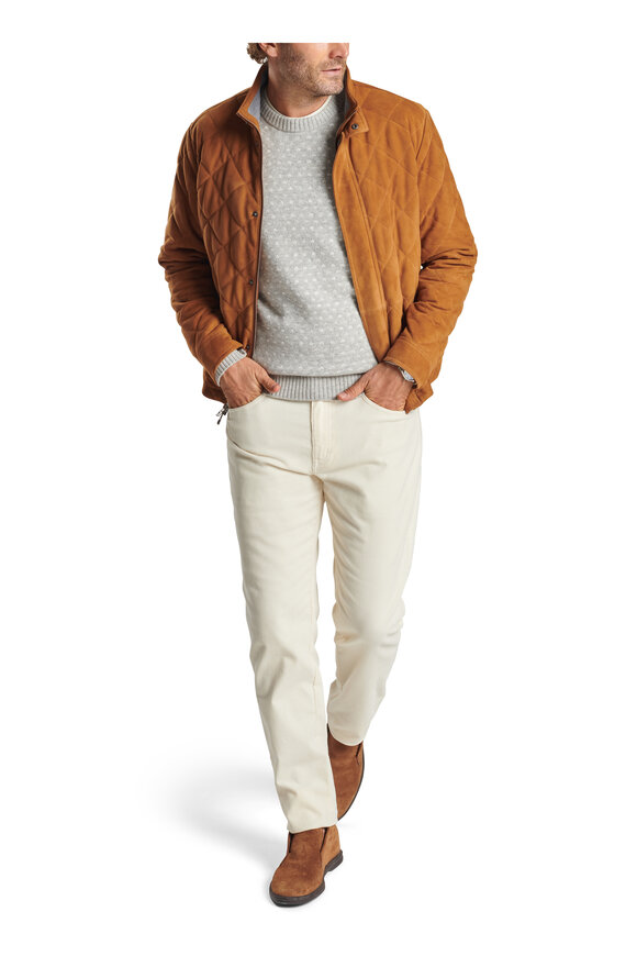 Peter Millar - Norfolk Brown Suede Quilted Bomber