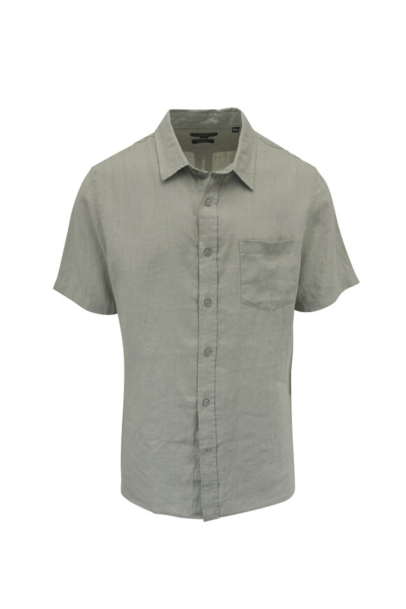 Vince Matcha Linen Button Up Shirt
