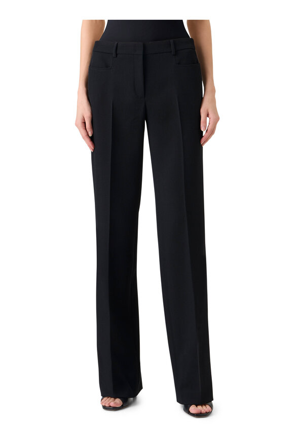 Akris Punto Mikka Black Virgin Wool Straight Leg Pant - view 2