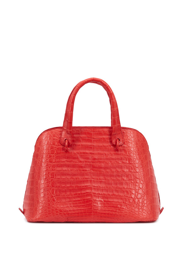 Nancy Gonzalez - Coral Crocodile Medium Dome Bag 