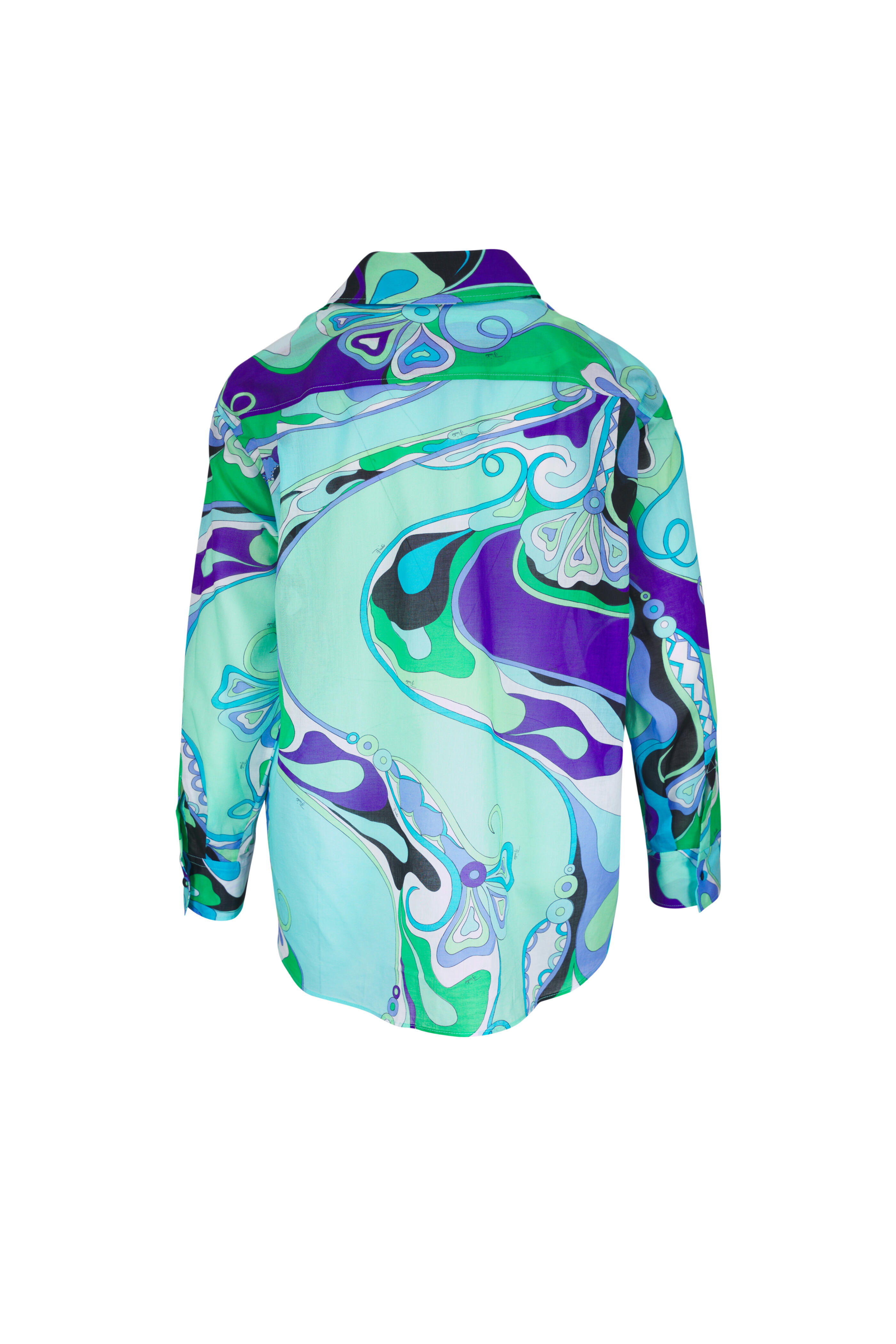Pucci - Orchidee Print Green & Lilac Cotton Shirt