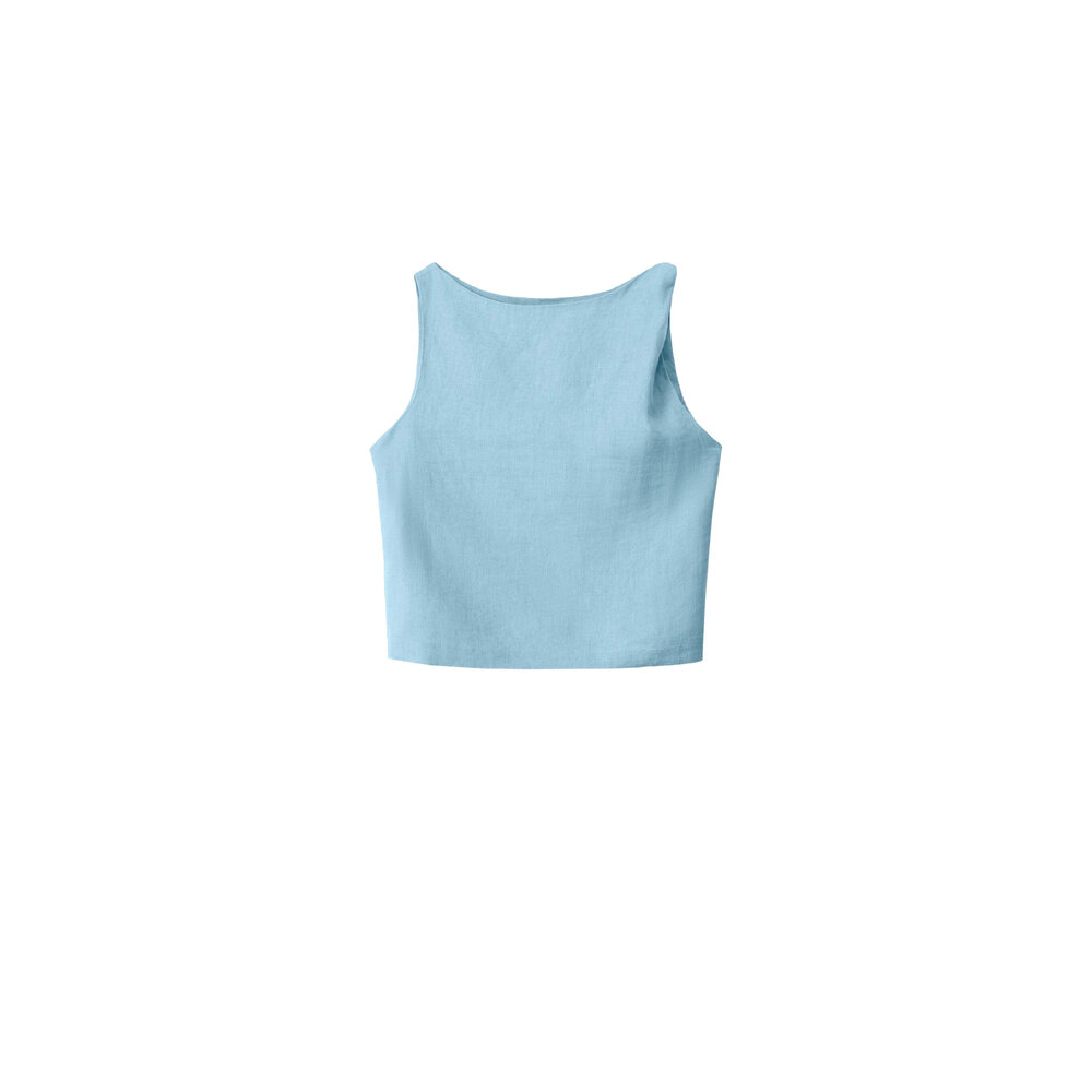 Staud - Slate Blue Boa Linen Top | Mitchell Stores Staud - Slate Blue Boa Linen Top | Mitchell Stores