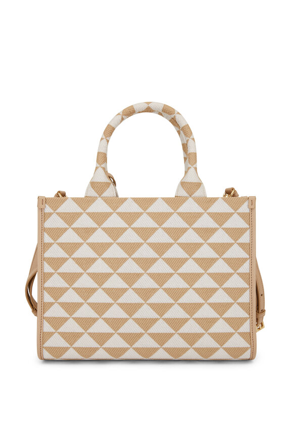 Prada - Bianco Triangle Jacquard Small Tote