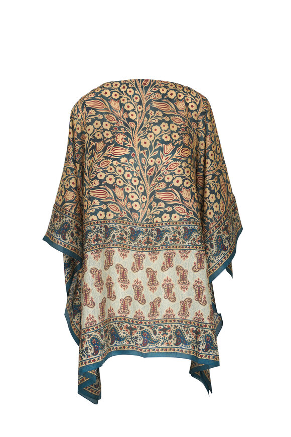 Loro Piana Tree of Life Print Silk Poncho