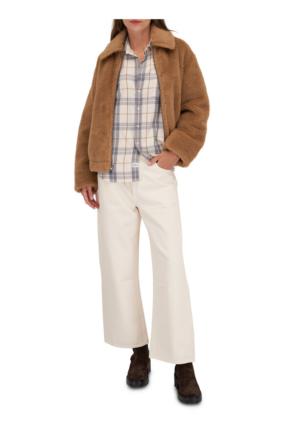 Frank & Eileen - Eileen Cream, Blue & Brown Relaxed Button-Up Shirt