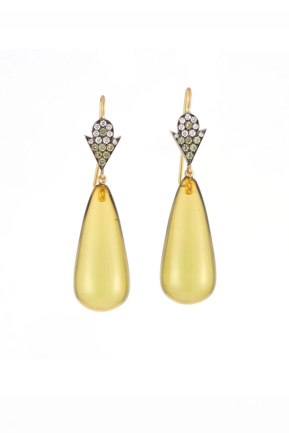 Sylva & Cie Garnet Amber Drop Earrings