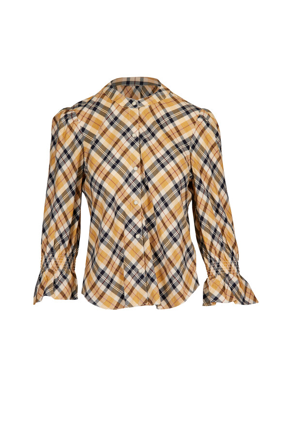 Veronica Beard Ashlynn Multicolor Plaid Button Up Blouse - view 1