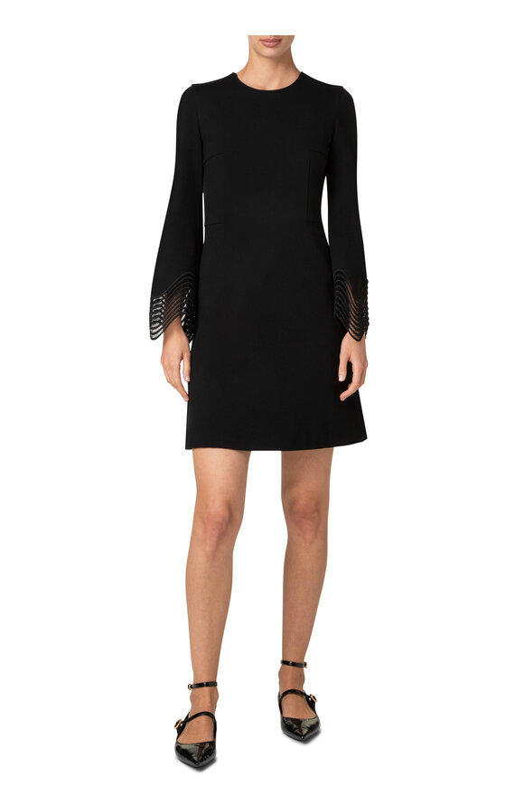 Akris Punto - Black Wave Lace Cuff Mini Dress