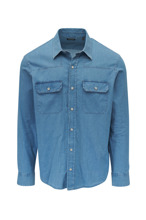 Zegna - Blue Cotton & Cashmere Denim Sport Shirt