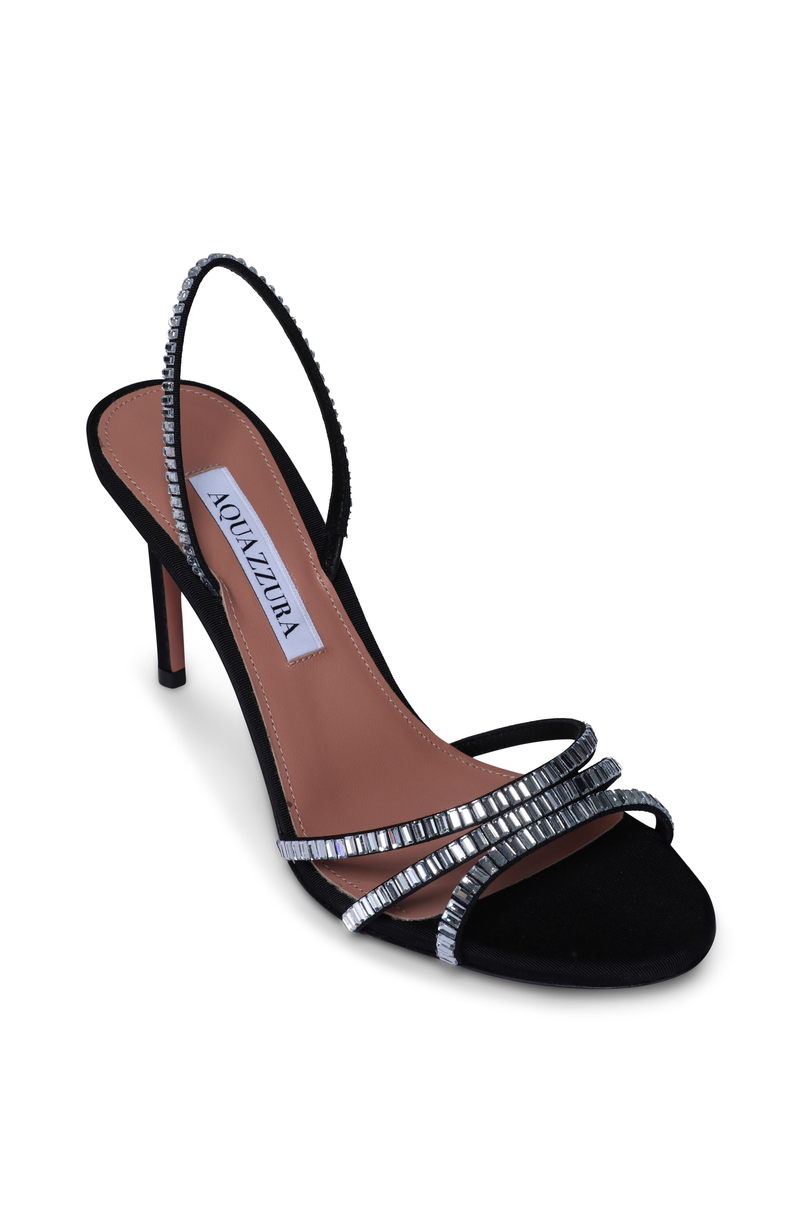 Aquazzura - Memorie Black & Crystal Embellished Sandal, 85mm