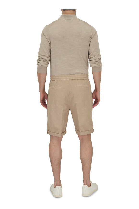 Brunello Cucinelli - Camel Wool & Cashmere Long Sleeve Polo