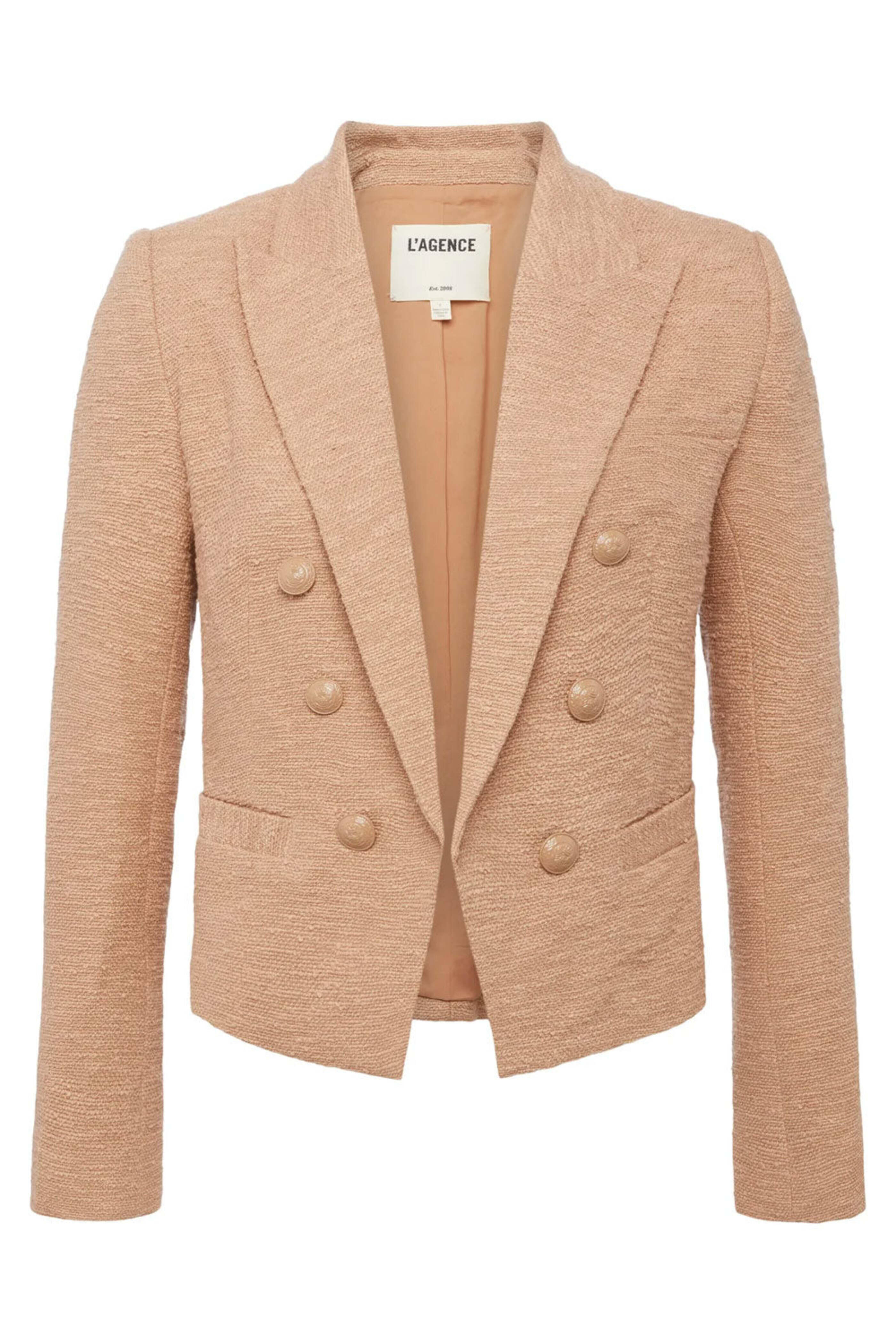 L'Agence - Praline Double Breasted Brooke Crop Blazer